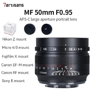 7artisans 50mm F0.95 APS-C Large Aperture Lens For Sony E/Nikon Z/M43/EOS-M/RF/X • $175.75