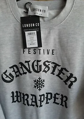 London Co Mens Festive Gangster Wrapper Christmas Jumper Size M 🎅 • £10