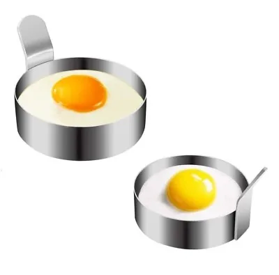 New Silver 2 X  Egg Frying Ring Circle Shape Fried Kitchen Mould Pancake • £3.49