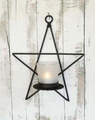 Hanging Star Tea Light Holder Wall Hung Candle Votive Sconce Xmas Decor • £14