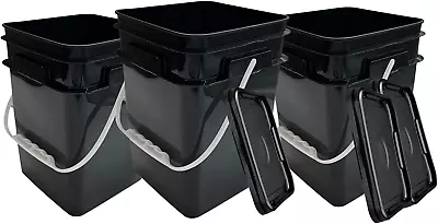 House Naturals 4 Gallon Square Food Grade Bucket Pail With Plastic Handles And L • $64.03