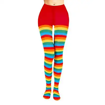 Multicoloured Striped Thick Sheer Tights UK Christmas Dance Pride Coloured • £5.99