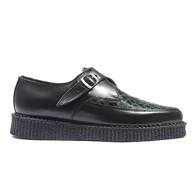 Underground APOLLO Black Leather & Green Leopard Print Creeper Size EU 40 UK 6 • £69.99