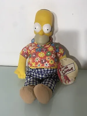 The Simpsons Homer Doll Hawaiian Shirt Plush Figure Vivid 1998 With Tag • £14.99
