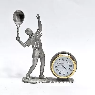 Male Tennis Player Clock By Spoontiques Pewter. 4 Inches.  New Battery  • $16.49