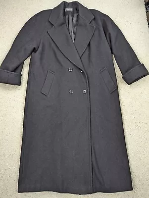 VINTAGE Wool Coat Womens Extra Large Black Long Lined Jacket Overcoat Button USA • $42.94