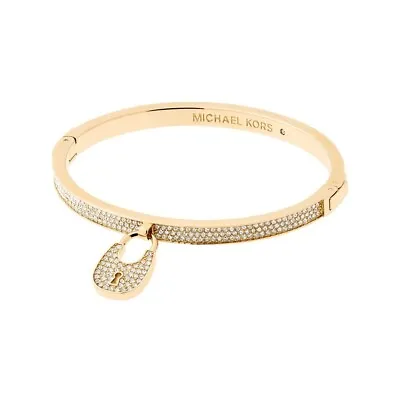 New Michael Kors Heritage Gold-tone And Crystal Hinged Mkj5971710 Bracelet • $72