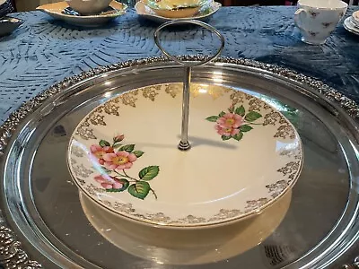 Vintage Retro Falcon Ware Hanley England Handled Cake Plate Apple Blossom • $25