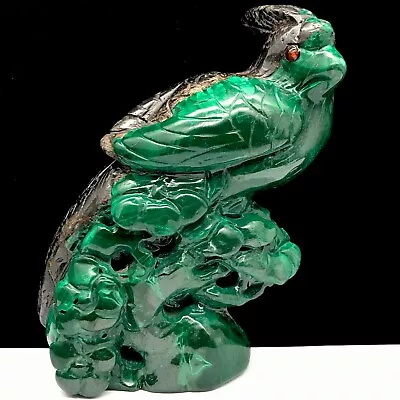 Natural Quartz Crystal Cluster Mineral Specimen.Malachite.Carved. Phoenix. • $169