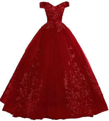 ZVOCY Stock 18w Burgundy Quinceanera Dresses Ball Gown Wedding Dress Masquerade • $99.99