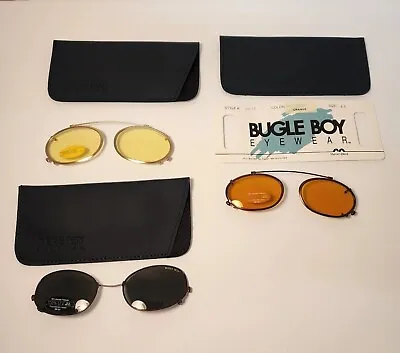 Vintage Bugle Boy Oval Metal Clip On Sunglasses Lot Of 3 Yellow Orange Brown • $12.99