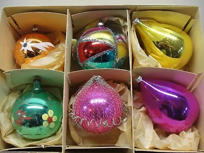 6 Vintage Larger Glass Christmas Tree Ornaments • $35