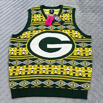 Green Bay Packers Sweater Vest Mens Large NFL Team Apparel Sleeveless V Neck NWT • $27.77