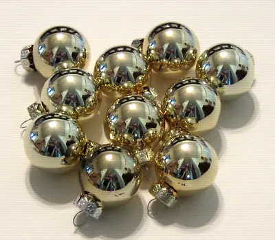 Gold Glass Miniature Balls Christmas Ornaments Shiny For Feather Wire Tree • $9.95