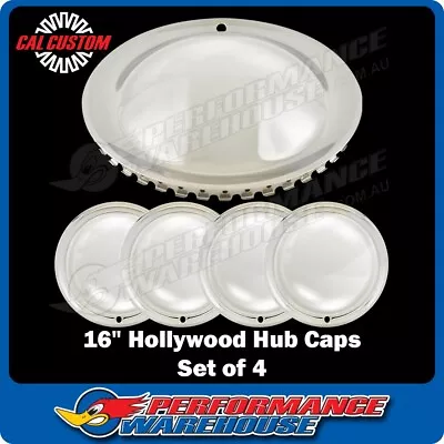 16 Inch Chrome Universal Hollywood Style Wheel Hub Moon Cap Cover Set Of 4 • $194.11