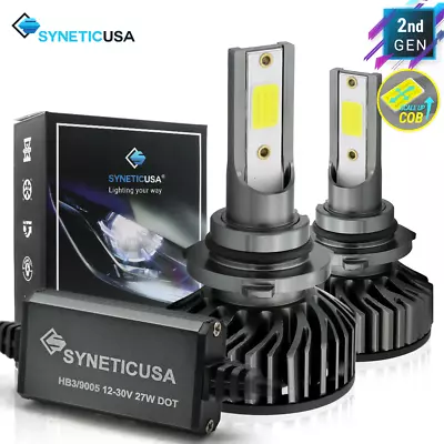 Syneticusa:9006 HB4 6000K White COB LED Headlight Kit Low Beam Pair Light Bulbs • $23.77