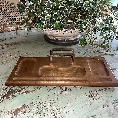 Vintage Solid Hard Wood Men's Dresser Valet Organizer Tray  5.5 X 12  • $12.99