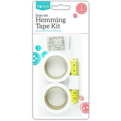 HEMMING TAPE KIT X2 Measuring Iron On No Sew Webbing 8 Metre Trousers Clothes • £6.04