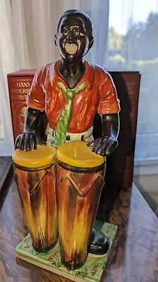 Vintage Ceramic Black Jazz Band Musician Figurine Bongo Player Large Mid Century • £48