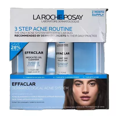 La Roche Posay 3 Step Acne Routine Effaclar 2-Month Supply  Exp 04/2025 • $19.99