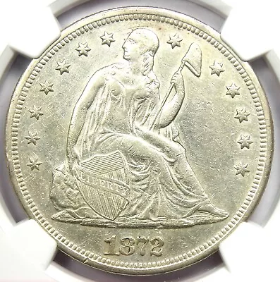 1872 Seated Liberty Silver Dollar $1 Coin. Certified NGC AU Detail - Rare Coin • $726.75