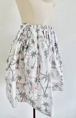 Bassike Skirt Beach Palm Hawaii Haloa Print Surf Print White Cotton Size 1 S-M • $149