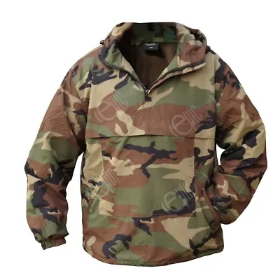 Woodland Camo Combat Anorak - Pullover Smock Hooded Fleece Winter Windproof New • £57.95