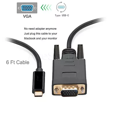 Type-C Male To VGA Female Cable Cord F Samsung Galaxy Tab S4 10.5  SM-T830N T837 • $22.11