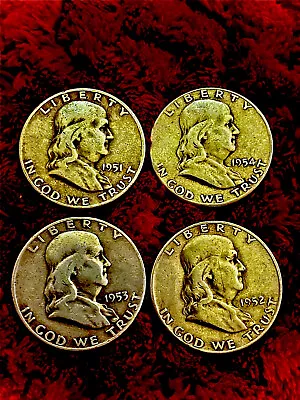 (lot Of 4) Old Franklin Half Dollars 90% Silver 💎💎💎💎 • $50