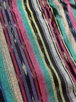 One Piece Vintage Authentic Guatemalan Ikat Cotton Fabric Multicoloured Stripes • £32