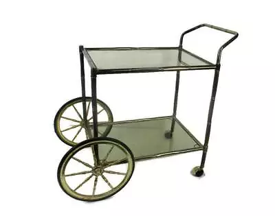 Bar Cocktail Tea Cart Trolley Hollywood Regency Kitchen Island Brass Bamboo Styl • $534.10