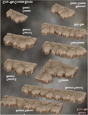 $12 • Buy Cavern Clip On Edge Tiles-Aether Studios-2x2-3D Printed Dragonlock