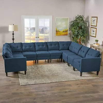 Niya Mid Century Modern 10 Piece Fabric U-Shaped Sectional Sofa • $1659.18