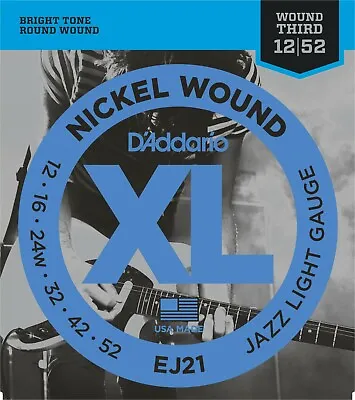 10 Sets D'Addario EJ21 Nickel Wound Jazz Light Electric Guitar Strings 12-52 • $79.95