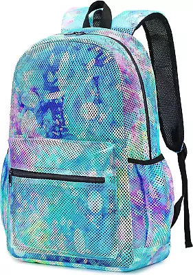 Mesh Backpack For Girls Semi-Transparent School Bookbag See Through Beach Bag Da • $25.67