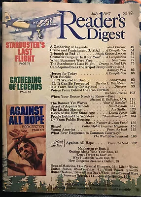 Readers Digest July 1987 Cuba Armando Valladares Teen Suicide Cosmetic Surgery • £8.71