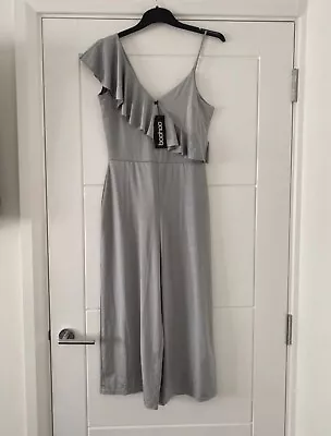£5 • Buy Boohoo Silver One Shoulder Jumpsuit Size 12