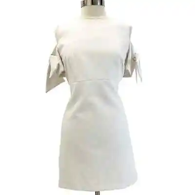 NEW Milly Womens 12 Tie Mod Dress White Cold Shoulder Wedding Bridal Elopement  • $87.49