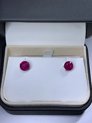 3.70ct Ruby Burma Studs Earrings 18ct  White Gold • £850