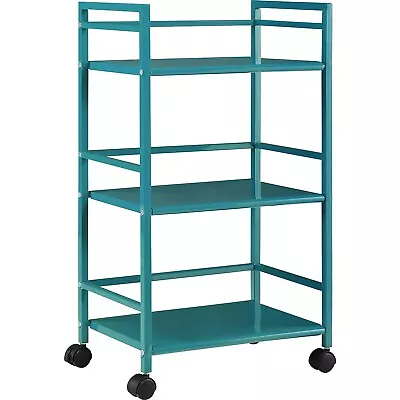 Altra Marshall 3-Shelf Metal Mobile Serving Cart With Lockable Wheels Teal • $61.98