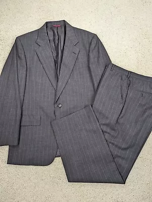 Hart Schaffner Marx Suit Mens 42R 36x30 Gray Pinstripe Wool Jacket Pants Vintage • $59.94