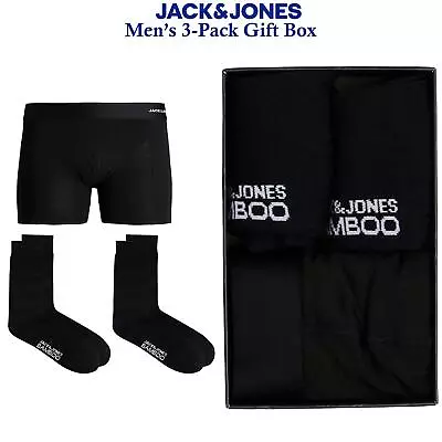 £12.99 • Buy Jack And Jones Men's 3-Pack Gift Box Rich Cotton Stretch Underwear & Socks Set