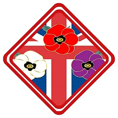 Union Jack Poppy Lest We Forget Military Car Sign Fantastic Souvenir • £5.99