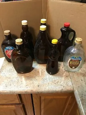 Vintage - Lot Of 8 - Glass Syrup Bottles - Mrs Butterworths - Log Cabin -  • $30