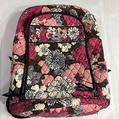 Vera Bradley - Mocha Rouge - Pink Black Brown Large Laptop Backpack Excellent! • $32.99