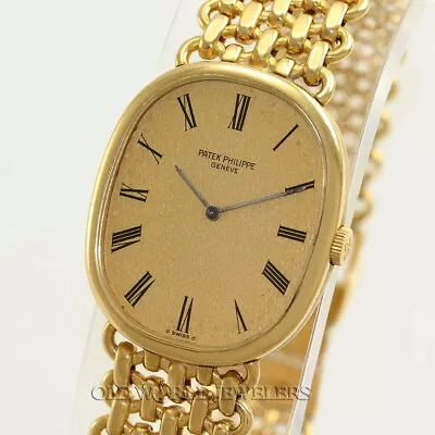 Patek Philippe Vintage Golden Ellipse 3848/1 Champagne Roman 18K Gold 1970's • $9900