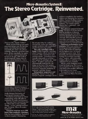 Micro-Acoustics  - System II Phono Cartridge - Original Magazine Ad - 1981 • $4.49