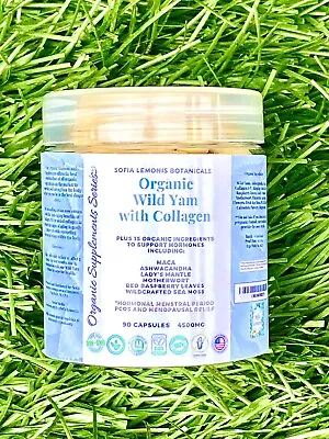 Organic WILD YAM Collagen Pills 90ct- 15 Vitamins Herbs Hormone PCOS Menopause  • $14.44
