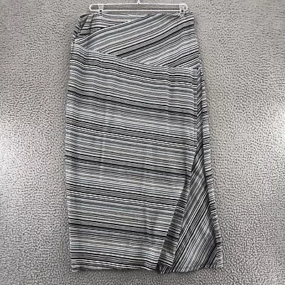 J Jill Skirt Womens Medium Black Striped Midi Straight Modest Stretch Pull On • $19.99