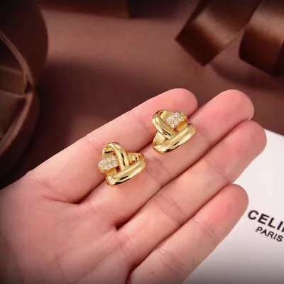 Celine Love Gold Crystal Stud Earrings • $82.69